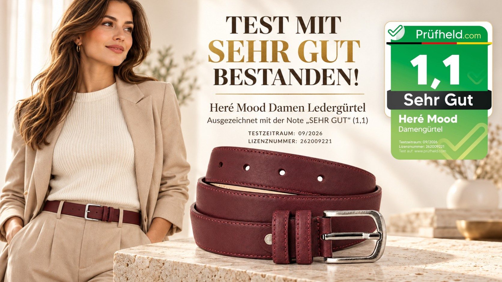 herémood Ledergürtel Gürtel Damen Ledergürtel Jeans & Kleid Geschenke Frauen Accessoires (Gürtel Damen Weiß 125 cm - Premium Ledergürtel - handgefertigt - hochw – Bild 2 von 5
