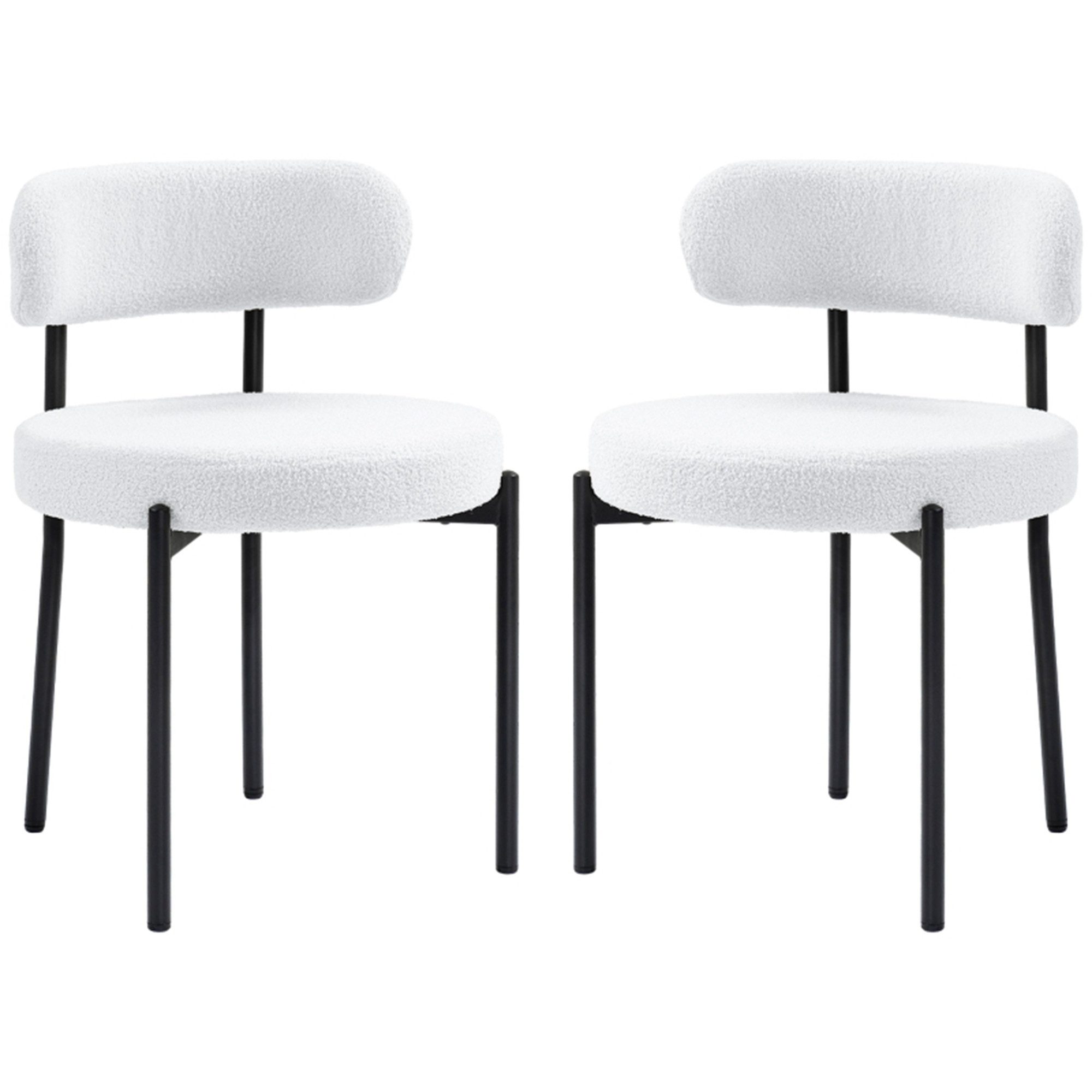 MC Star Esszimmerstuhl 2er-Set, Fleece-Polsterung, Stühle mit Polstersitz, (Metallbeine, Cremeweiß, 2 St)