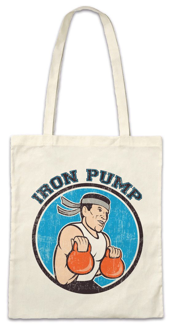 Beuteltasche Iron Pump Stofftasche Body Gym Building Training Train Hard Heavy
