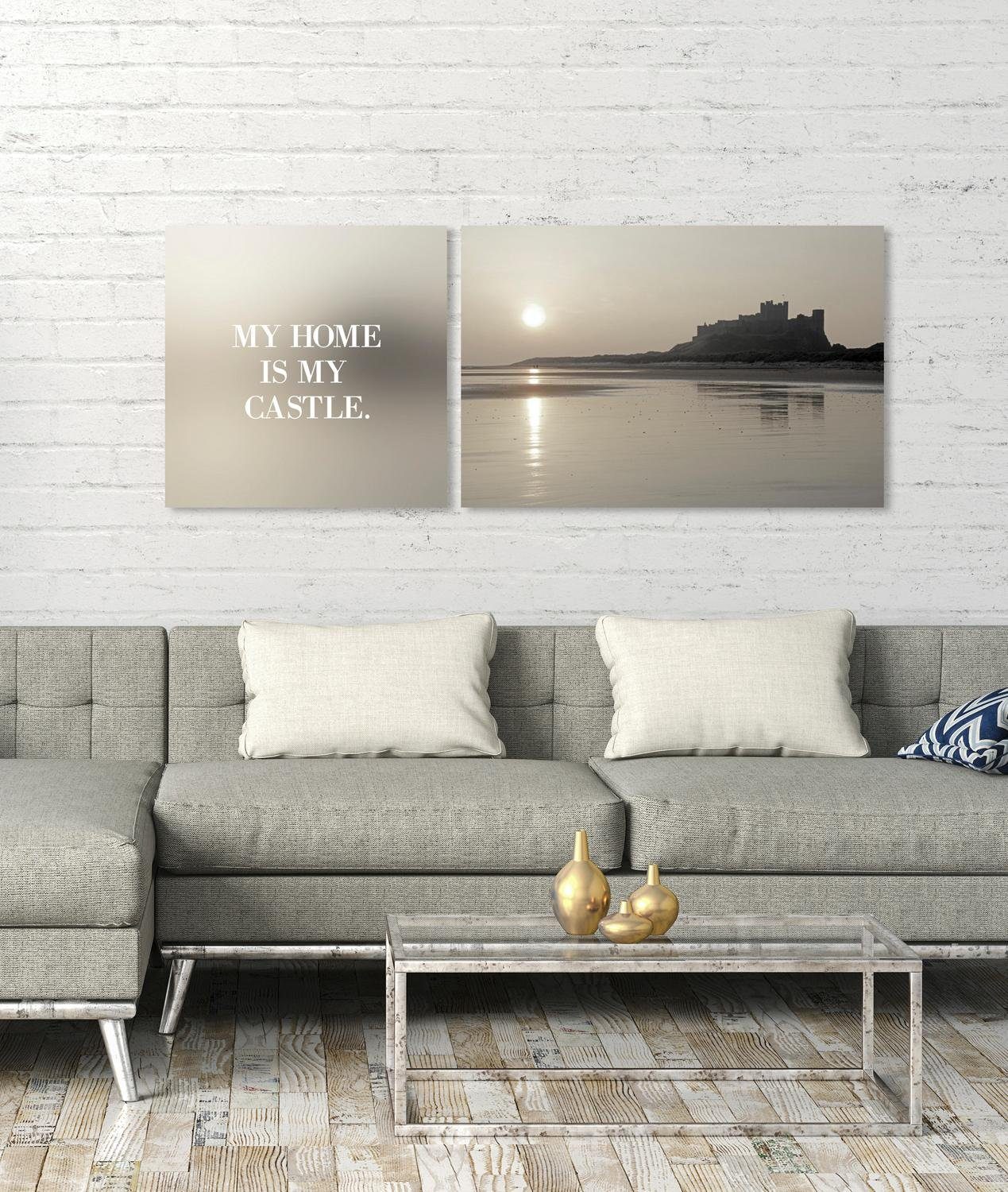 queence Leinwandbild Home, Kunst, Meer, Meer Bilder, Modern, Schriftzug, Seebilder, Seelandschaft, Spa, Spa Bilder, Sprüche, Sprüche & Texte (Set), Premium-Leinwandstoff, Handarbeit aus Deutschland, Spruch, 2er Set