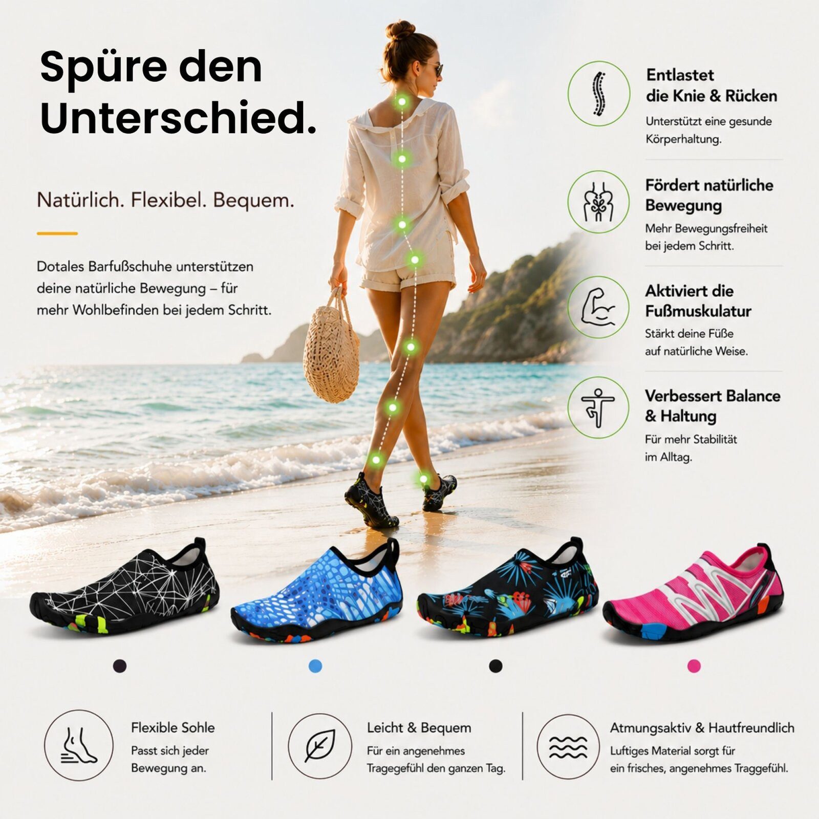 DOTALES Aqualite Barfuß-Wasserschuhe, Badeschuhe Damen & Herren Aquaschuh Minimalschuhe