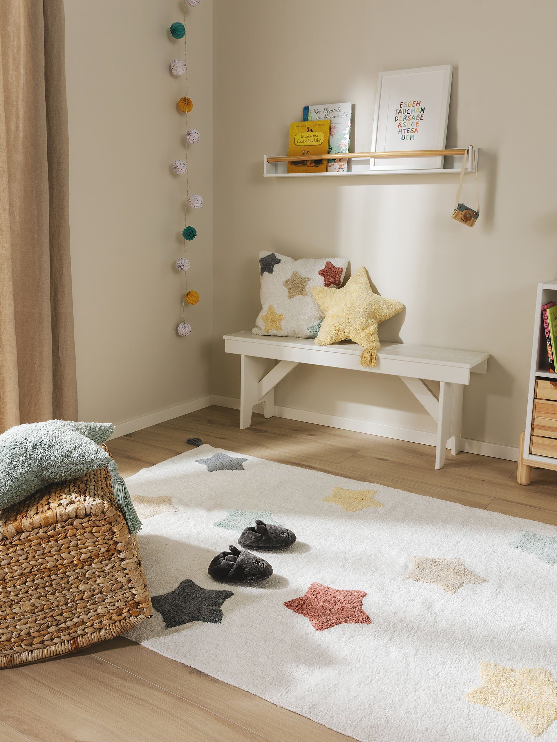 benuta Kinderteppich Stars, rechteckig, Höhe: 6 mm, Kunstfaser, Berber, Ethno-Style, Wohnzimmer