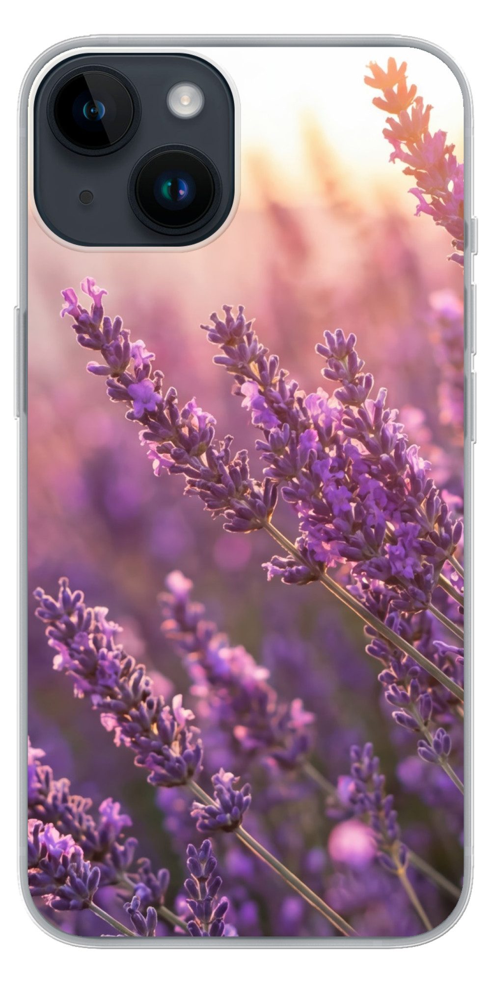 MuchoWow Handyhülle für Apple iPhone 14 Lavendel - Lila - Sonnenlicht, Smartphone-Bumper, Print, Handy Schutzhülle Dünn