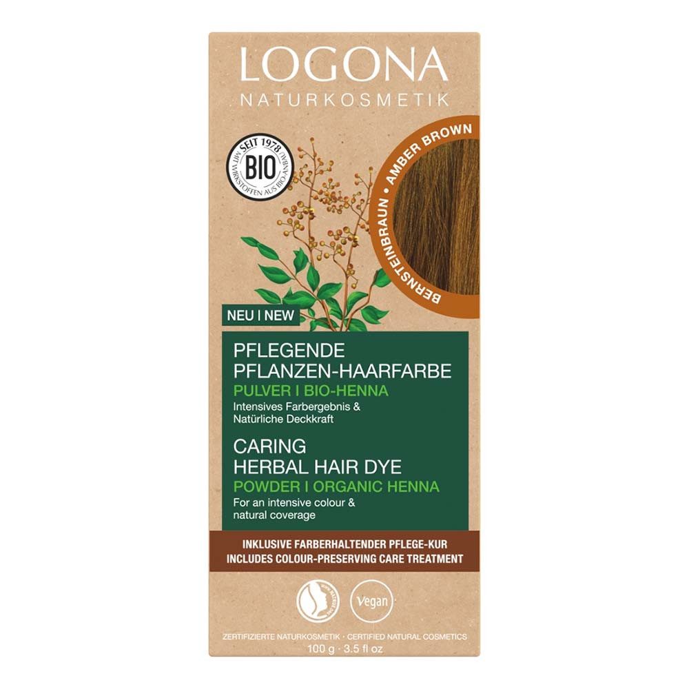 LOGONA Haarfarbe Pflegende Pflanzen-Haarfarbe Pulver - Bernsteinbraun 100g