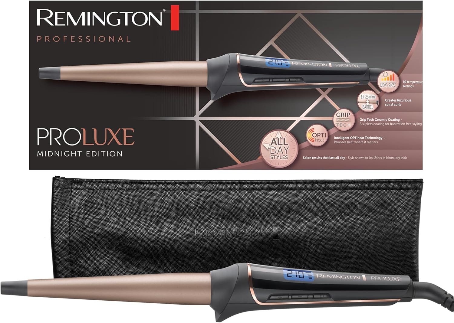 Remington Lockenstab REMINGTON Lockenstab CI91W1B PROluxe Midnight Edition, OPTIheat-Technologie