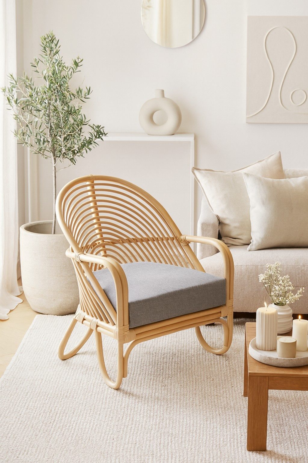 moebel-direkt-online Loungesessel Rattansessel mit Sitzkissen