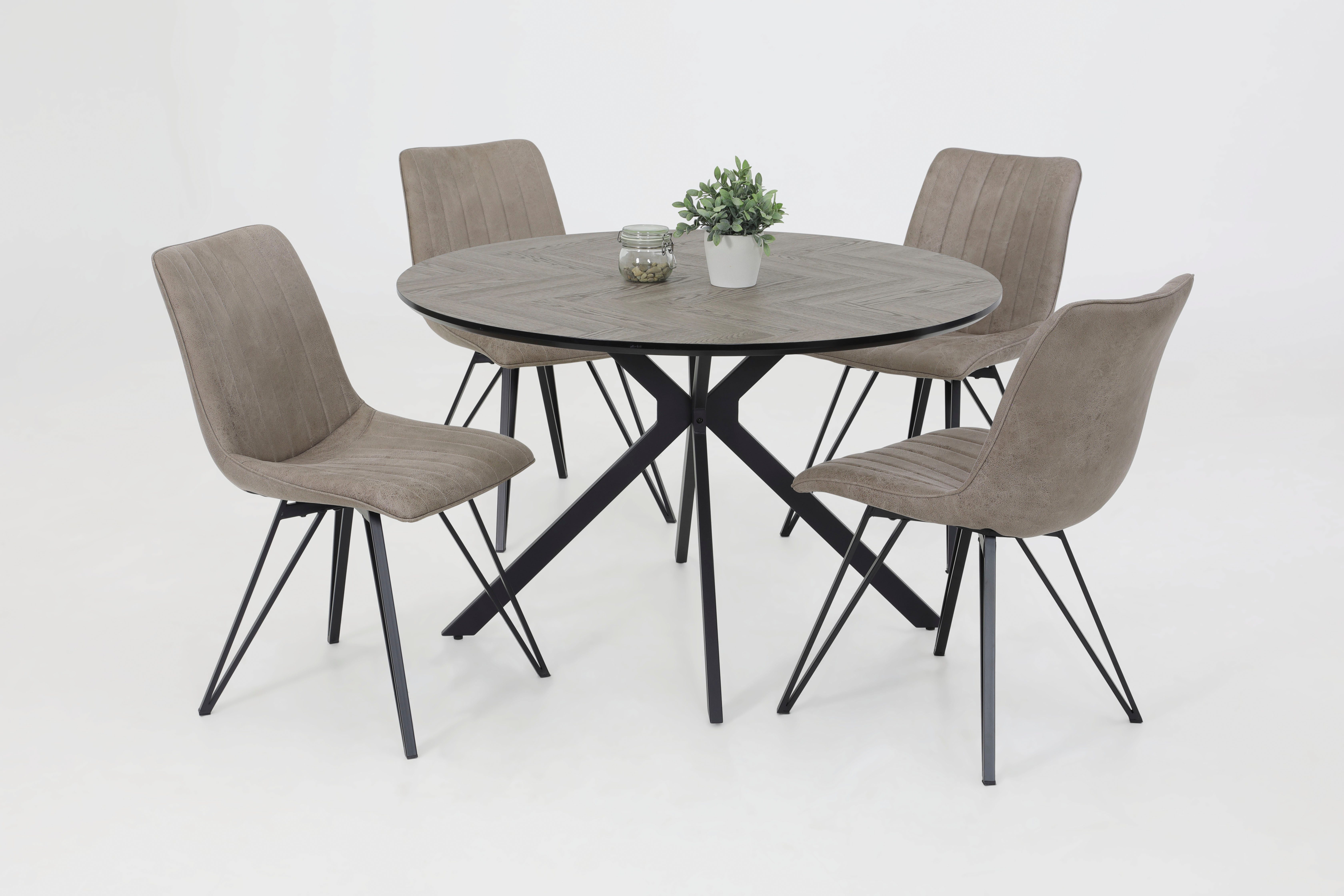 HELA Esstisch PETRA (1-St), rund, Schweizer Kante, MDF, Fischgrät Nachbildu günstig online kaufen