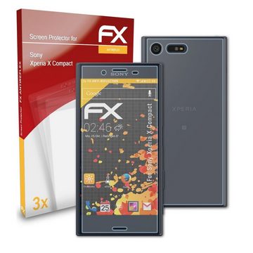 atFoliX Schutzfolie für Sony Xperia X Compact, (3er Set), Entspiegelnd und stoßdämpfend