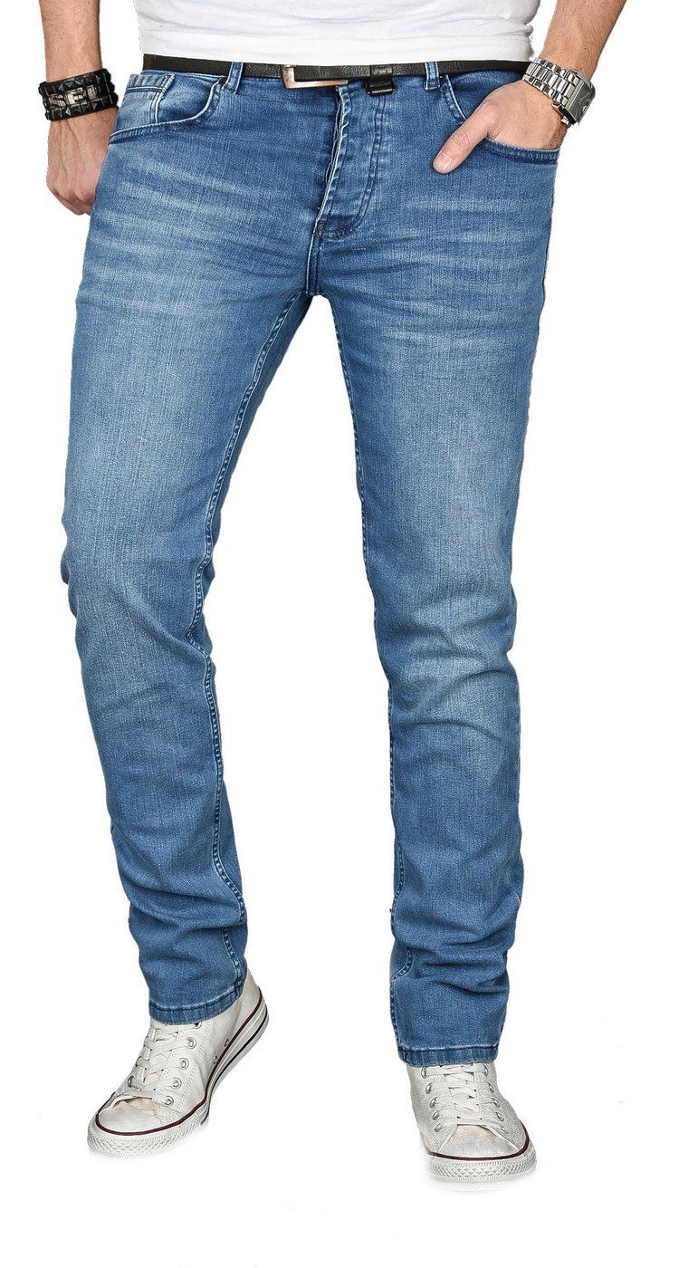 Alessandro Salvarini Straight-Jeans ASGenova Stretch mit Elasthan hellblau | Straight-Fit Jeans