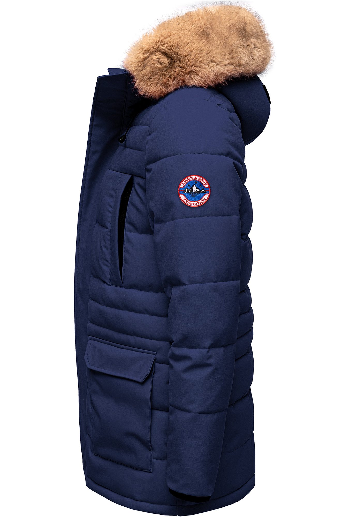 Amaci&Sons Winterjacke KENT Winterjacke Herren Gefütterte Dicke Winter Jacke Mantel Parka mit Kapuze