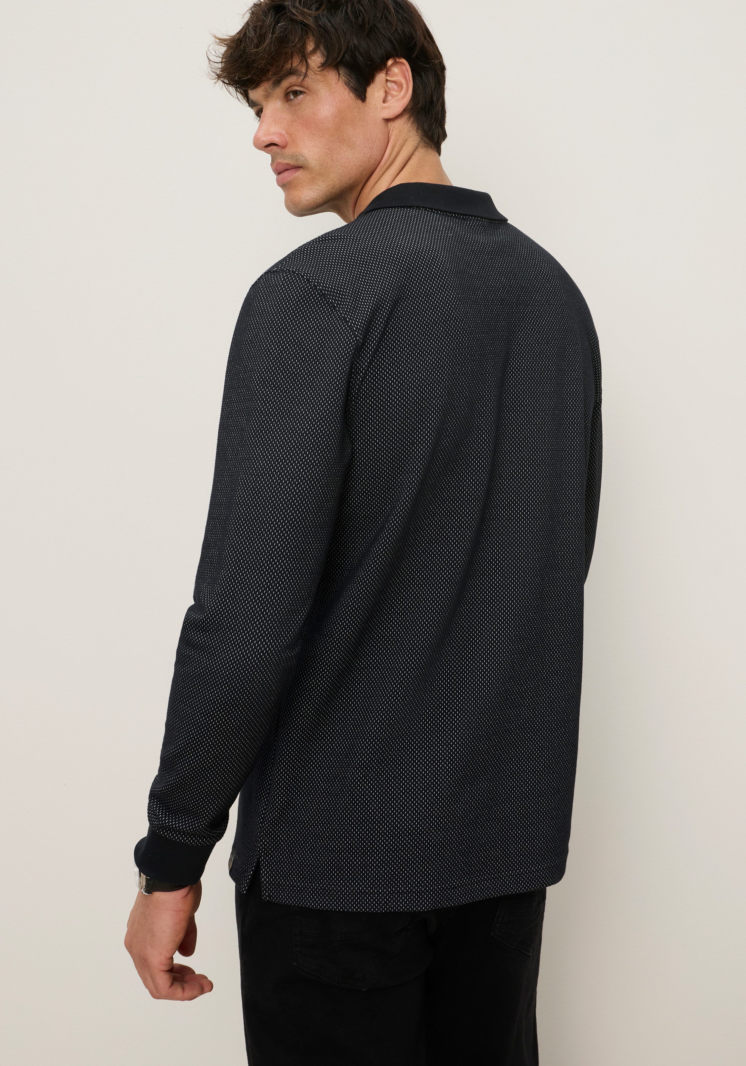 Bruno Banani Poloshirt mit Langarm, melierte Optik