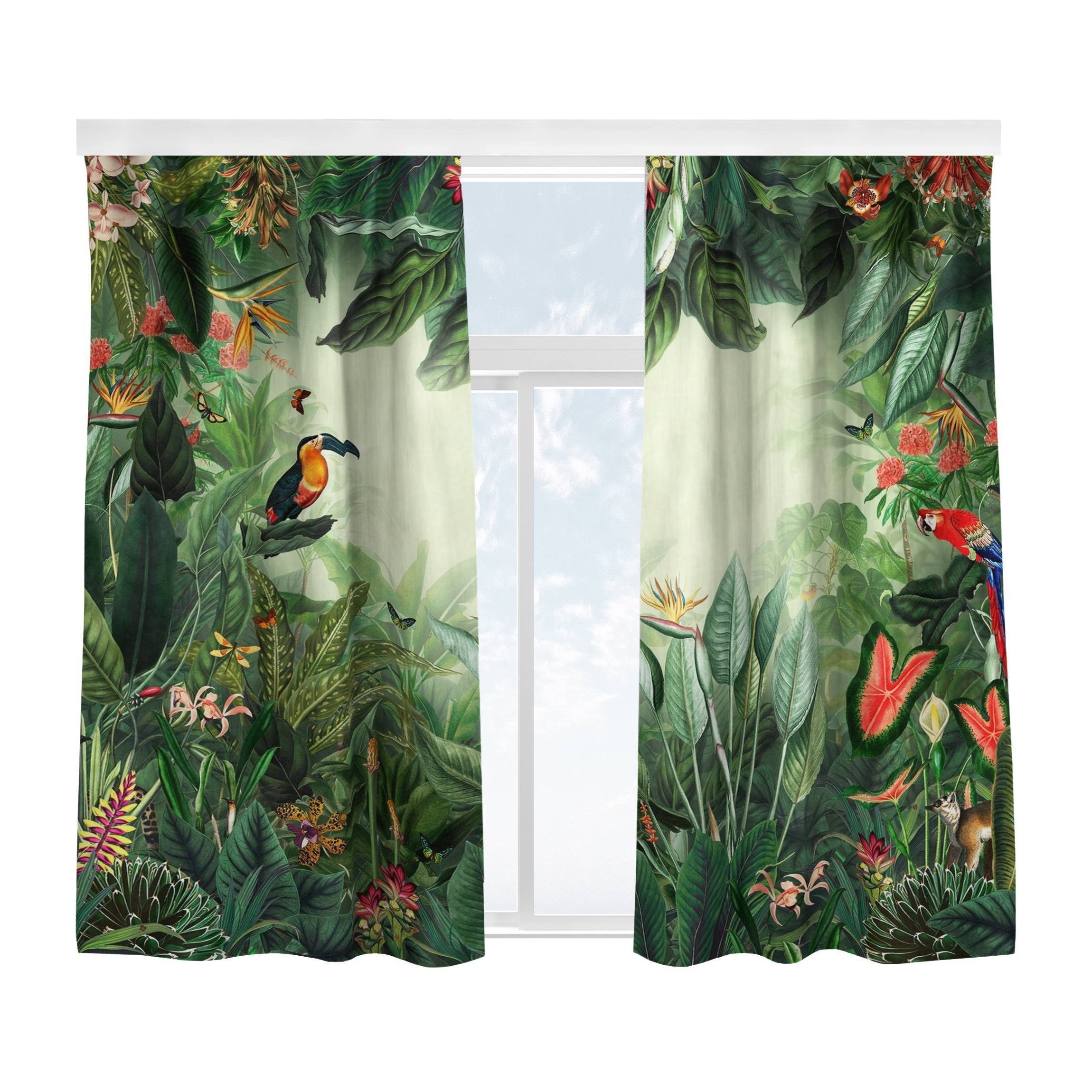 Bilderdepot24 Vorhang Gardine Natur Tropisch Vintage Bunter Dschungel Türvo günstig online kaufen