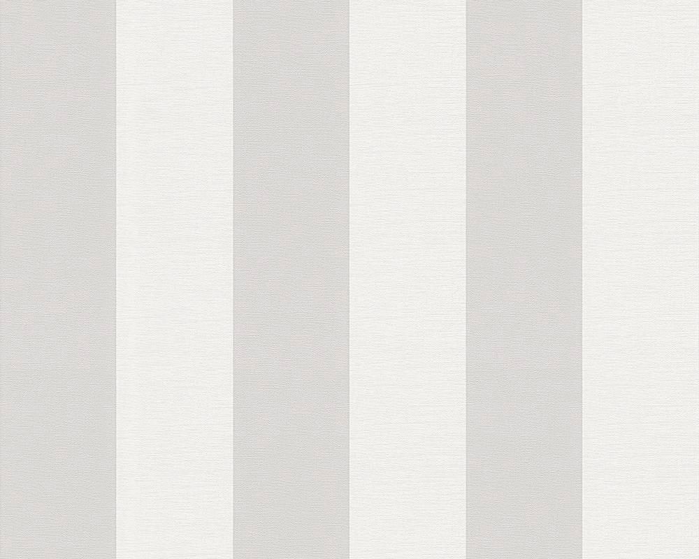 matt, geprägt, St), Création Streifen, Vliestapete Landhaustapete Babyblau Grau,Creme,Weiß mit A.S. (1