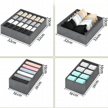 HYIEAR Aufbewahrungsbox Schubladen-Organizer, 4 verschiedene Größen (8 Stück), faltbar, Aufbewahrungsbox Kleiderschrank Aufbewahrung BH Socken Krawatten