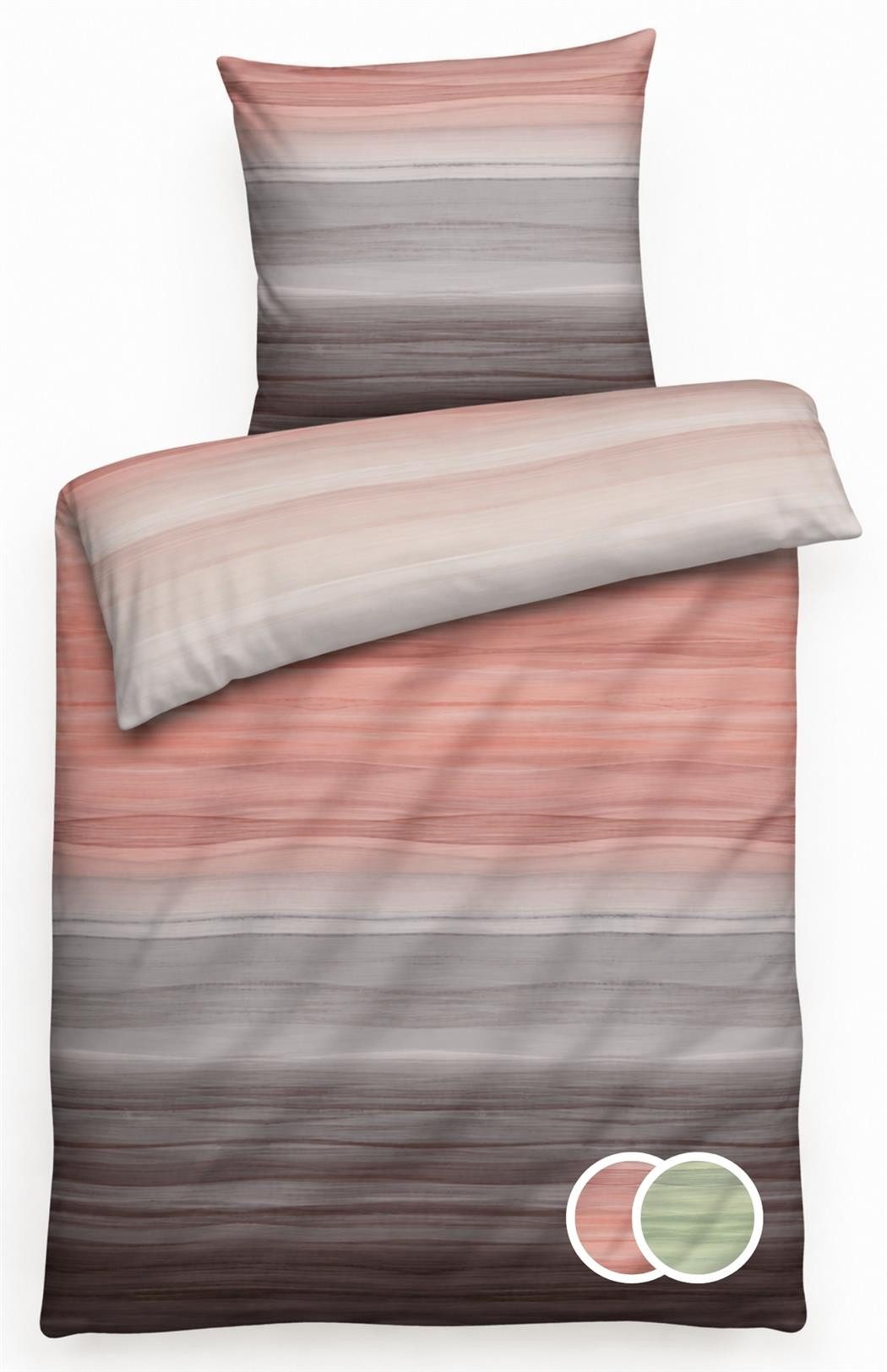 Carpe Sonno Bettwäsche Mako Satin Bettwäsche 135 x 200 155 x 220 Aquarell Baumwolle OEKO-TEX, Mako-Satin, 2 teilig, Makosatin Bettbezug / Mit Reißverschluss / bunt Rose 135x200