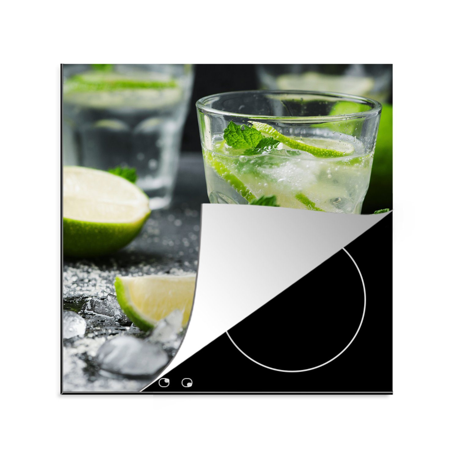 MuchoWow Herdblende-/Abdeckplatte Mojito - Induktionsschutz - Cocktail - Alkohol, Vinyl, (1 tlg), 78x78 cm, Ceranfeldabdeckung, Arbeitsplatte für küche