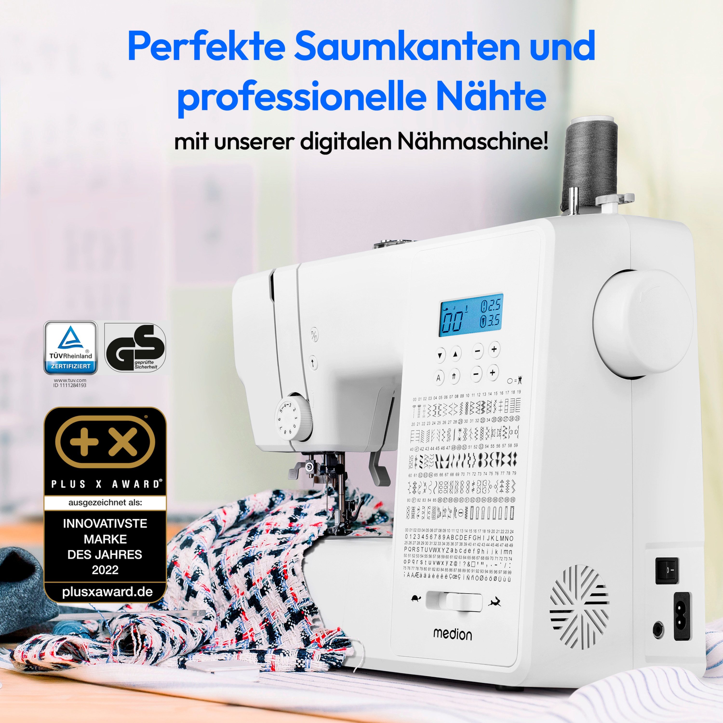 Medion® Nähmaschine MEDION LIFE SD36 (MD 11881), SD36, einstellbare Stichlänge & -breite, integr. Zubehörfach, 36 Watt