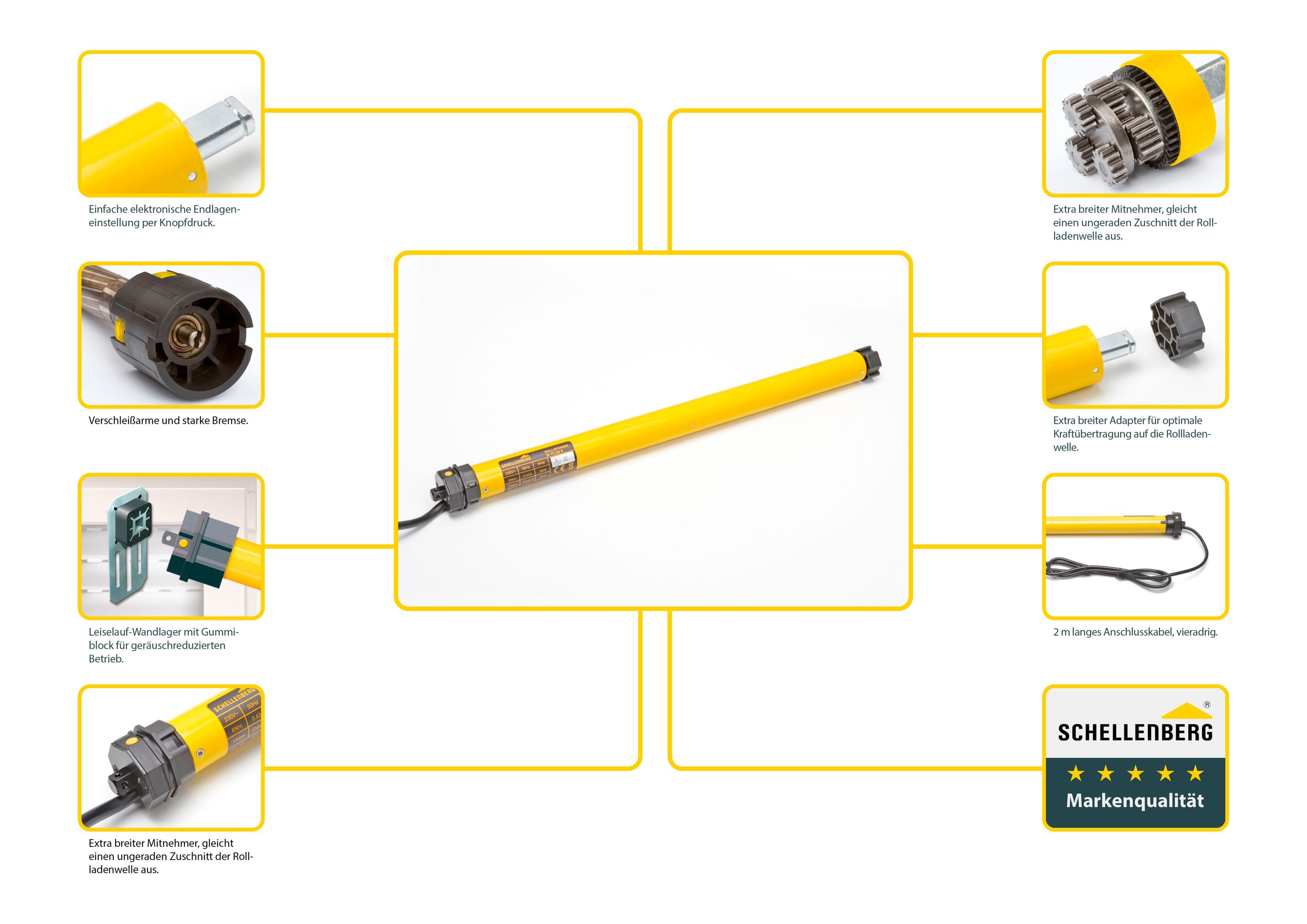 SCHELLENBERG Rollladenmotor Plus, Rohrmotor mit elektronischer Endlageneinstellung, geeignet für 40 mm Rollladenwelle, Mini, 10 Nm, Zugkraft 25 kg