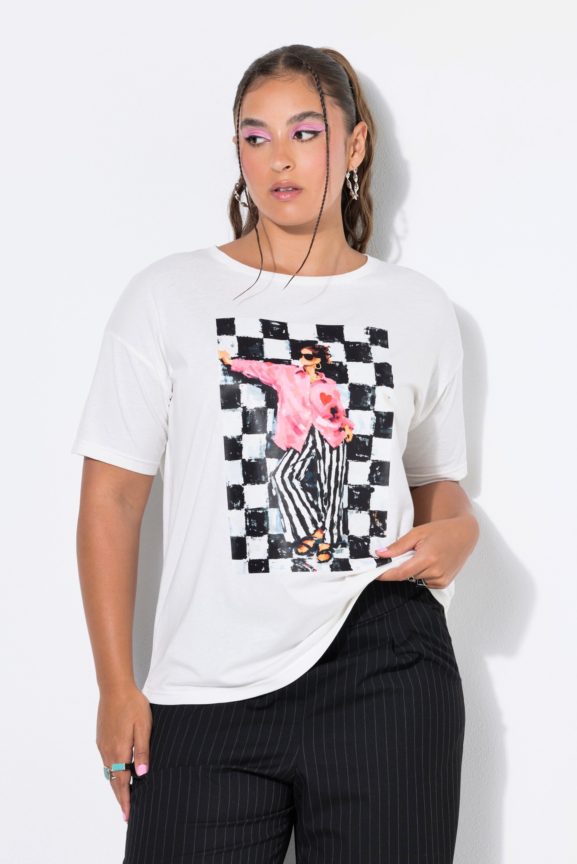 Studio Untold T-Shirt T-Shirt Oversize Shape Black/White Fashion Print
