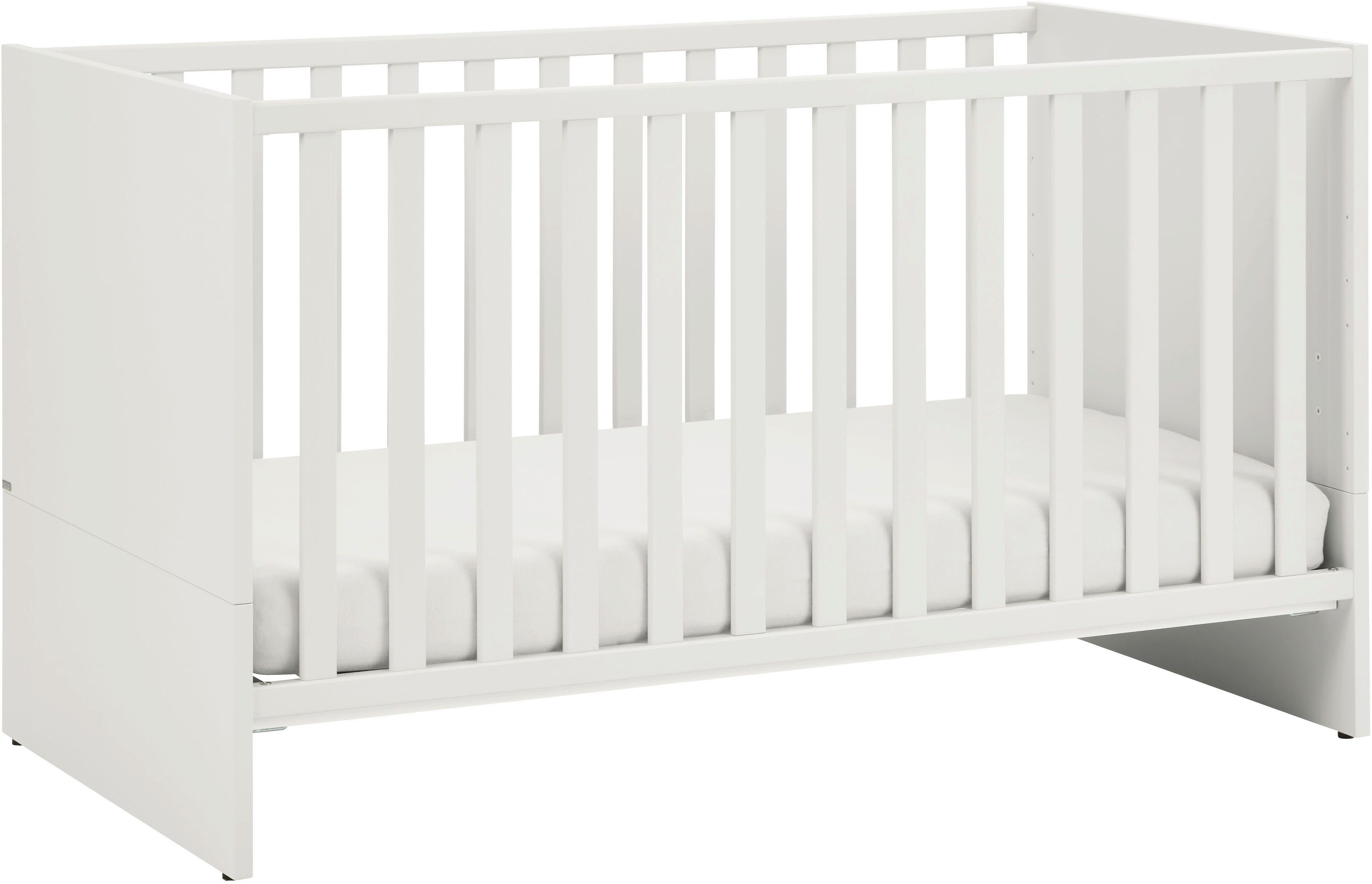 PAIDI Babybett LITTLE SNU 70x140cm in Beige oder Weiß, umbaubares Kinderbett, Gitterbett 4-fach höhenverstellbar, entnehmbare Sprossen, Juniorbett