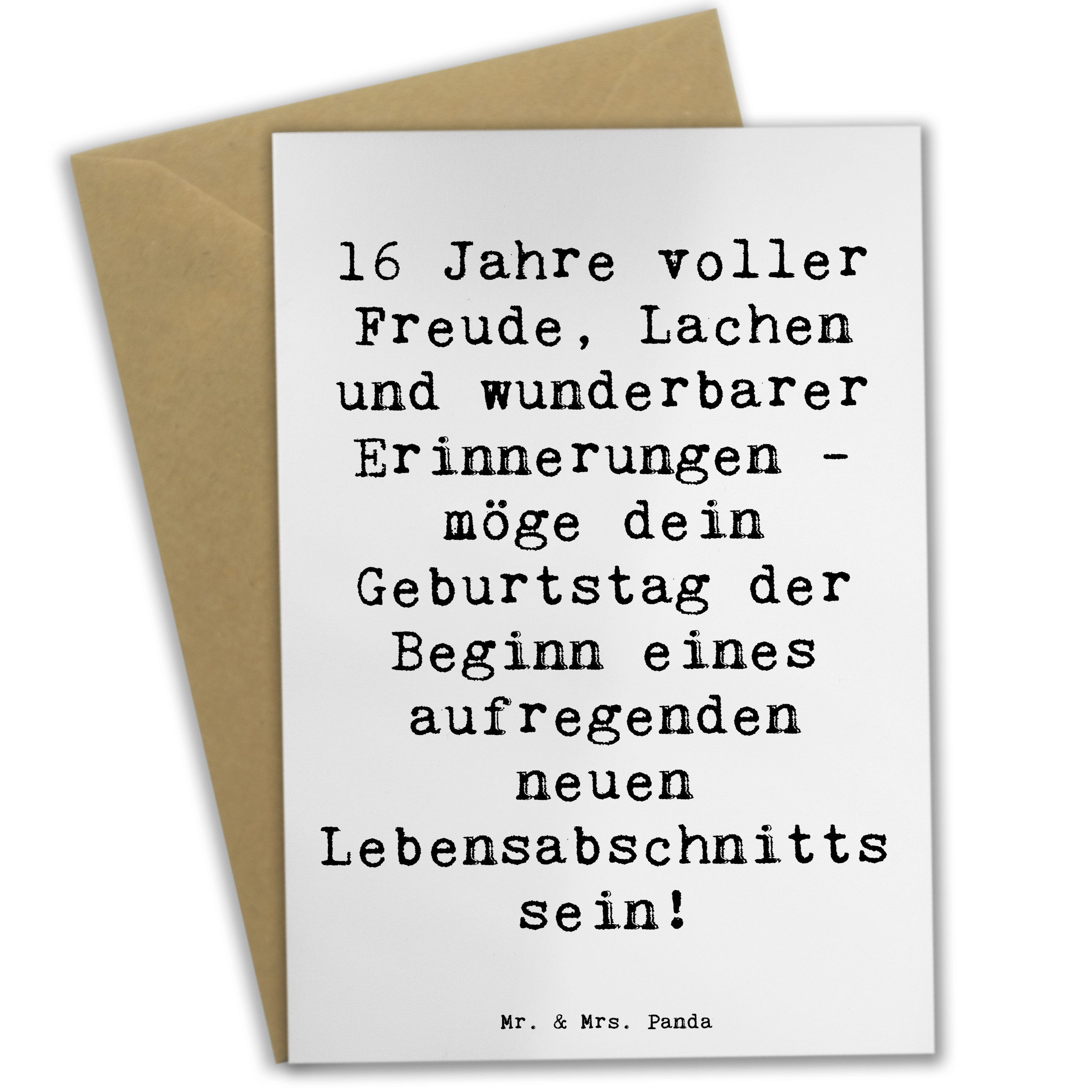 Grußkarte Spruch 16. Geburtstag Freude - Weiß - Geschenk, wunderbare Erinnerung