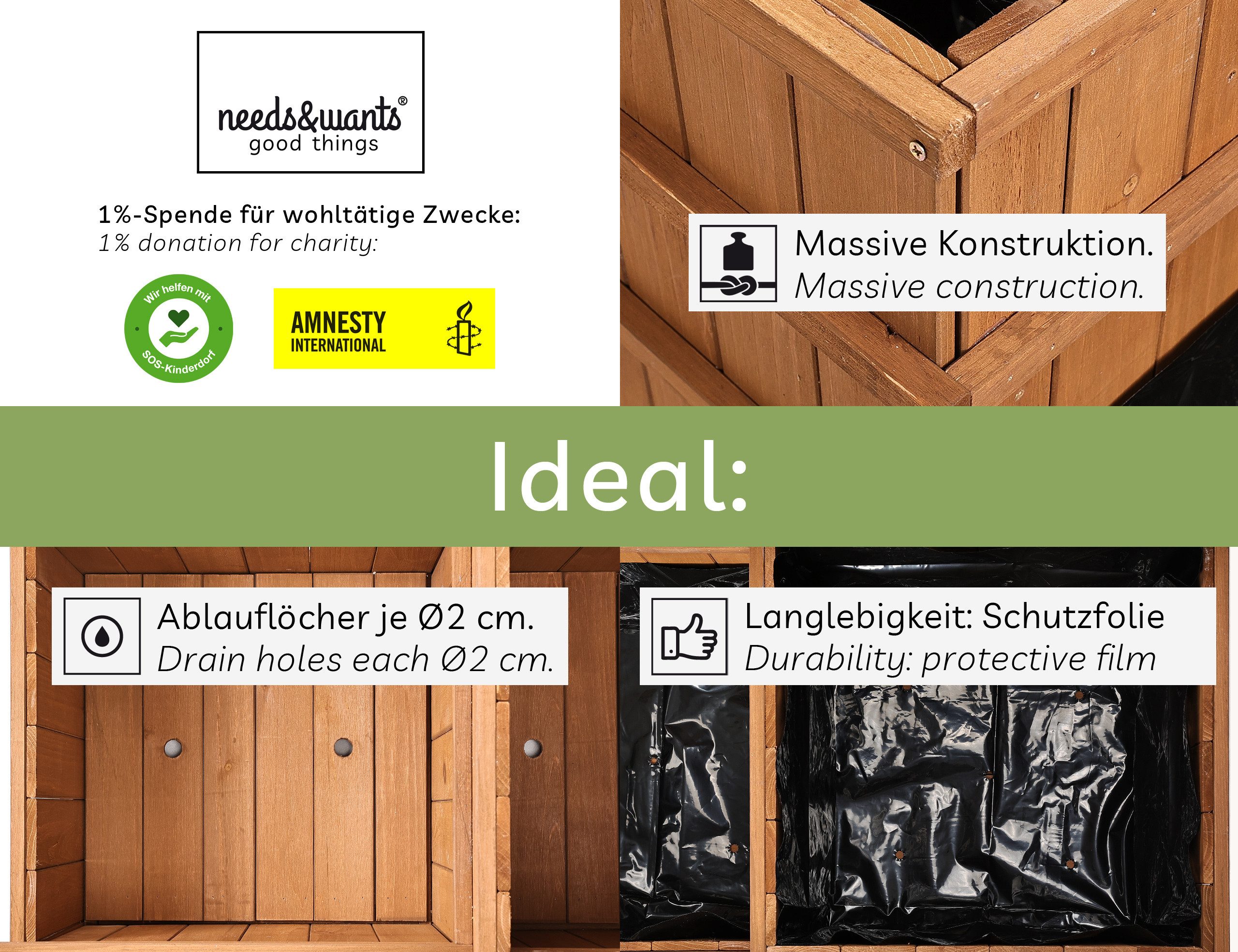 needs&wants® Hochbeet mit 4 Pflanzkästen quadratisch günstig online kaufen