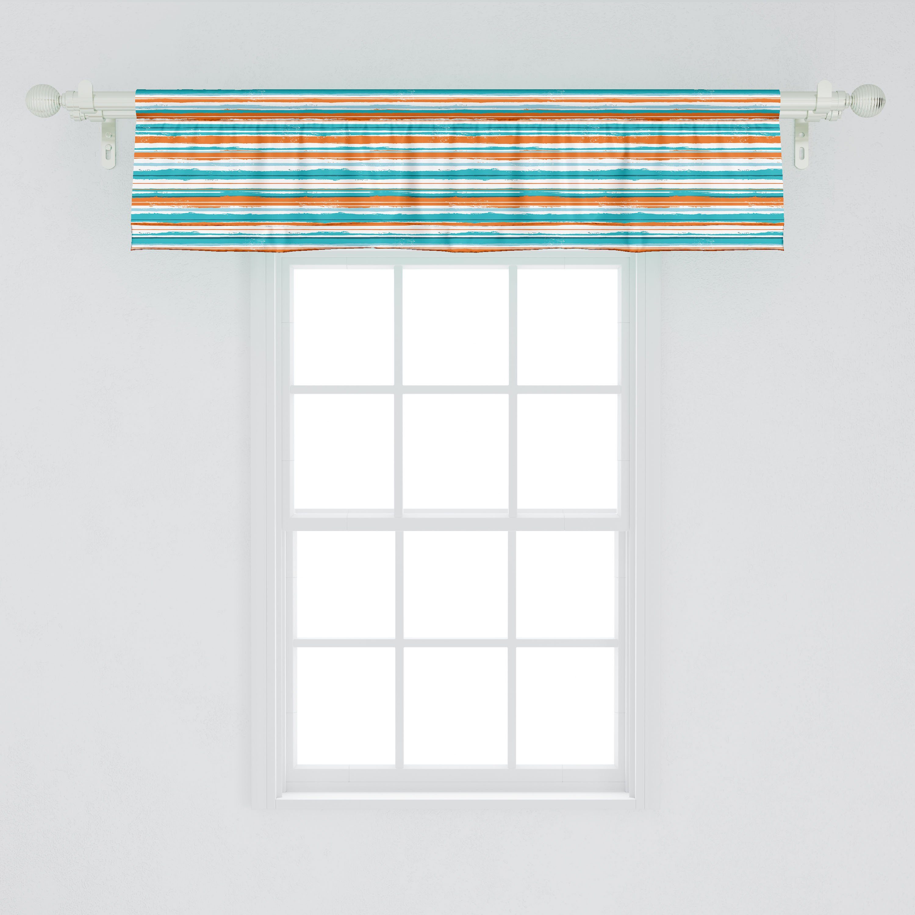 für Abstrakt Dekor Stil Volant Abakuhaus, Vorhang Stangentasche, Motiv Küche Sketch Schlafzimmer Stripes mit Scheibengardine Microfaser,