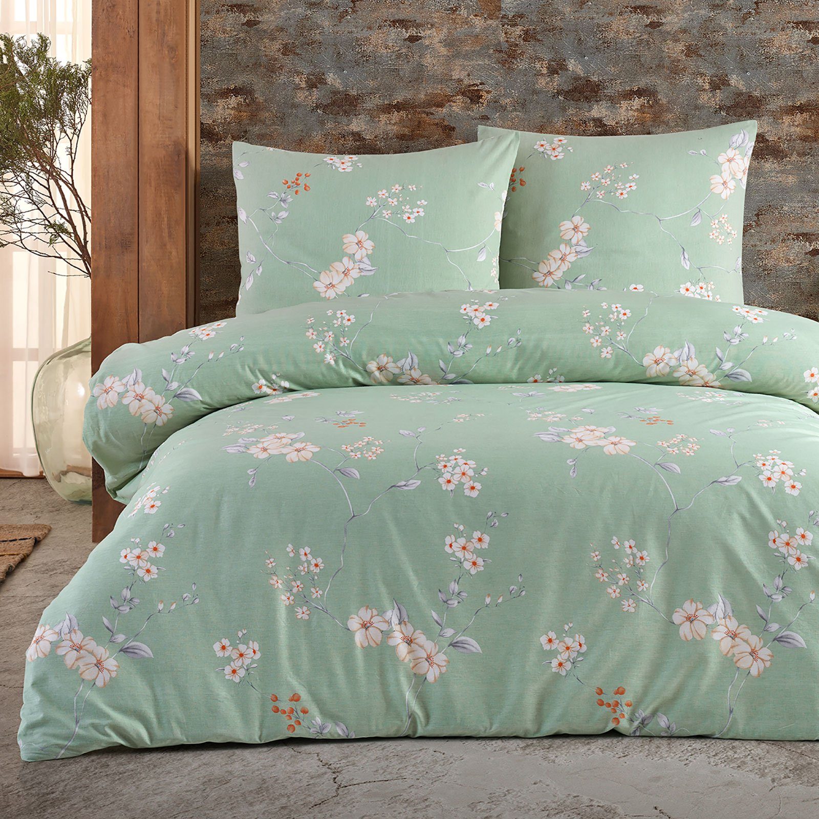 Buymax Bettwäsche Adalia, Aria, Renforcé, 4 teilig, Bettbezug-Set 155x220 cm 100% Baumwolle mit Reißverschluss hochwertig