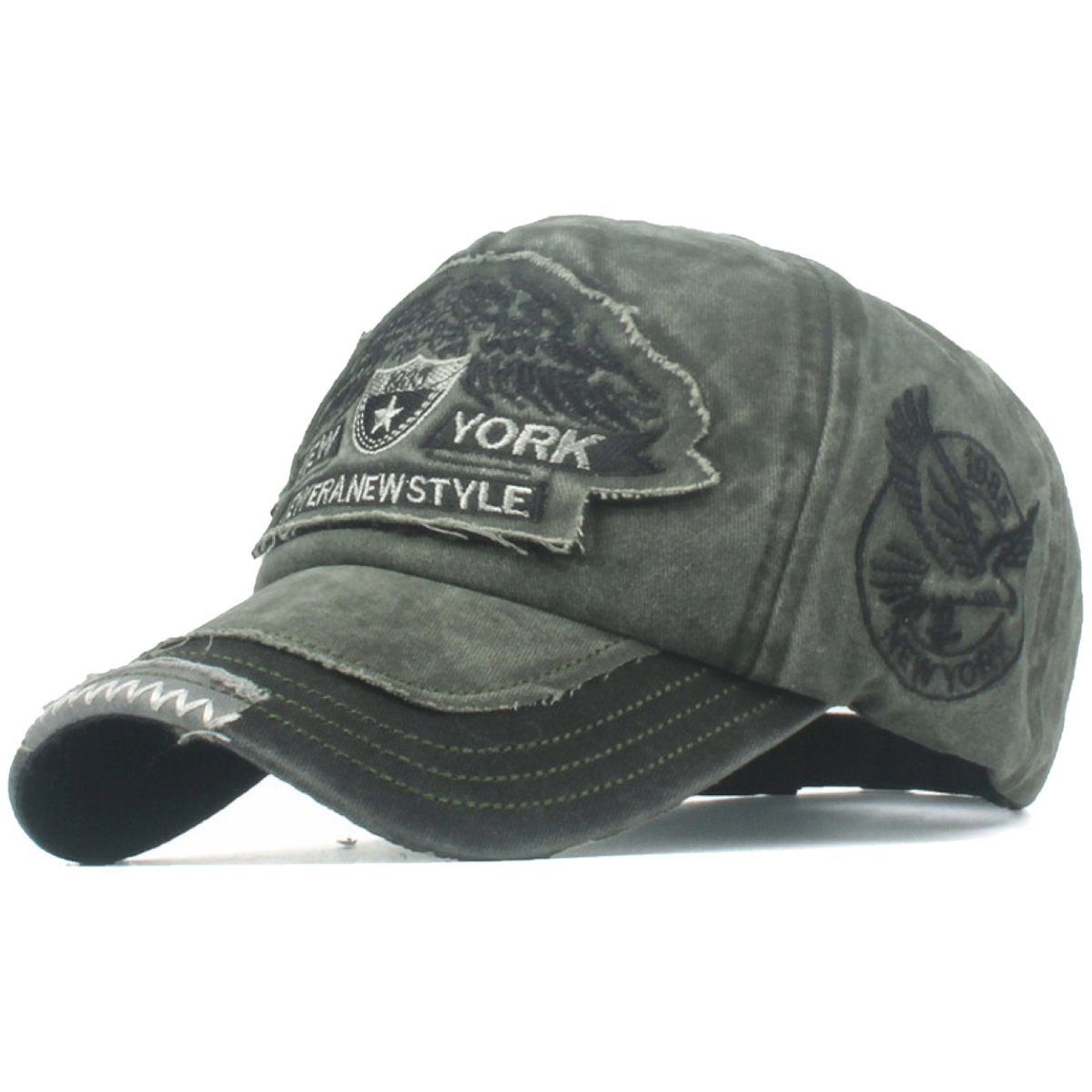 Sporty Baseball Cap Eagle Vintage Style Used Washed Look Retro Kappe Cap mit Belüftungslöchern