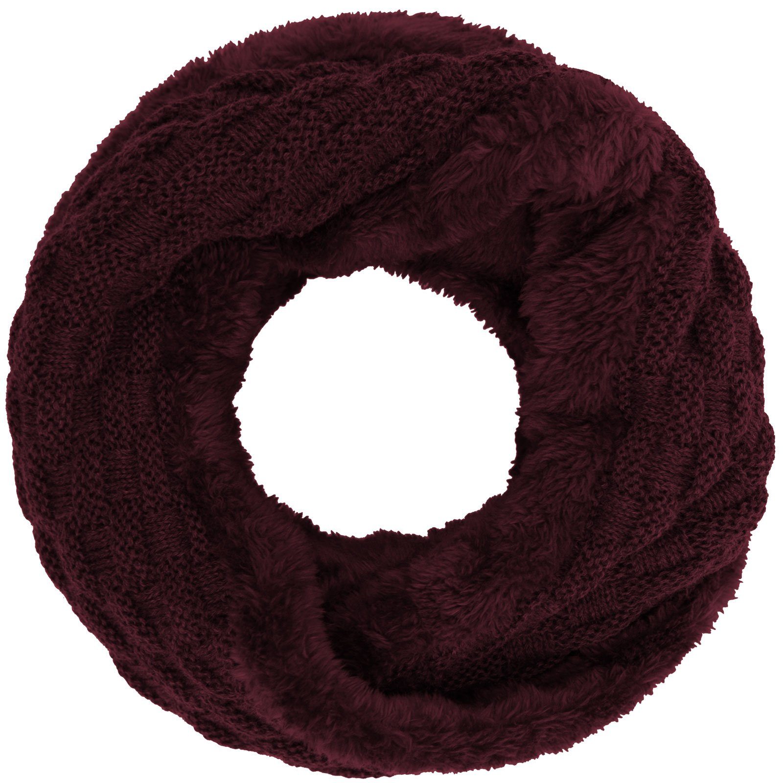 compagno Loop, (1-St), Winterschal Damen Loop gefüttert Winter Schal Loopschal Strickschal dunkelrot | Schals