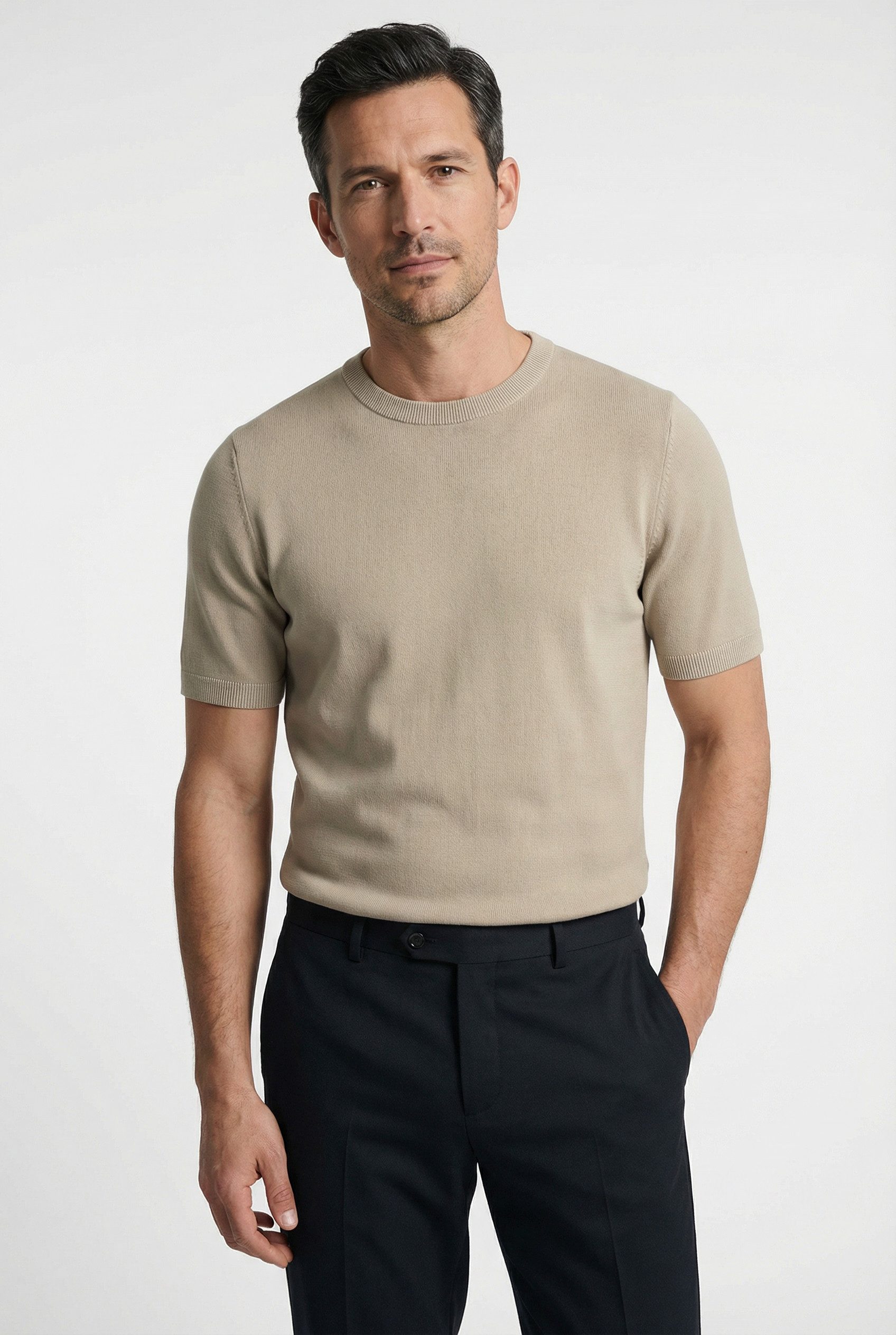 OLYMP T-Shirt Rundhals, Strick, normale Passform