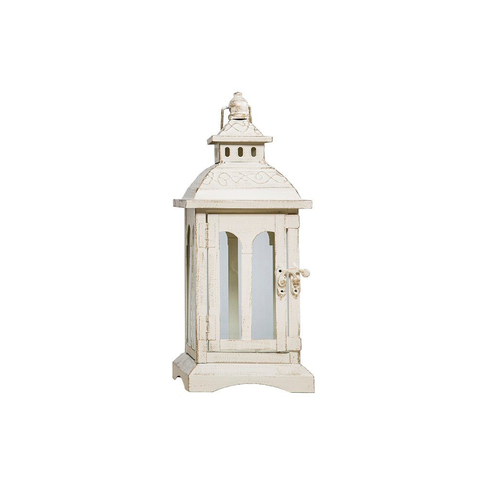 Grafelstein Kerzenlaterne COUNTRY creme Rundbogenfenstern aus H29cm weiß mit Metall