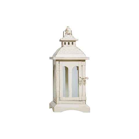 Grafelstein Kerzenlaterne COUNTRY creme weiß aus Metall mit Rundbogenfenstern H29cm