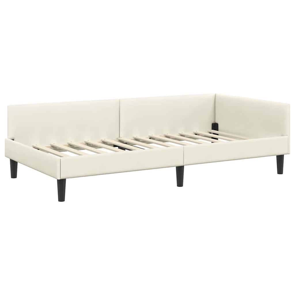 vidaXL Bett Eckbettgestell mit Kopfteil Creme 90 cm x 190 cm Stoff (1-tlg) günstig online kaufen