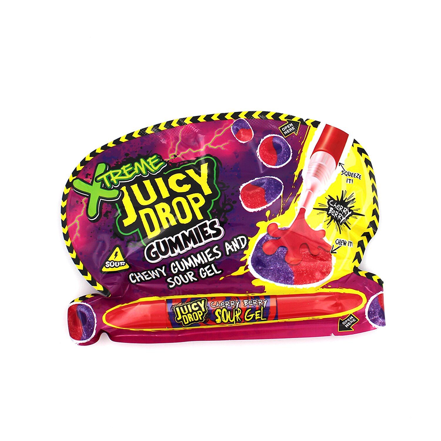 Bazooka Süßigkeit, 1 x 57 g, Bazooka Xtreme Juicy Drop Gummies