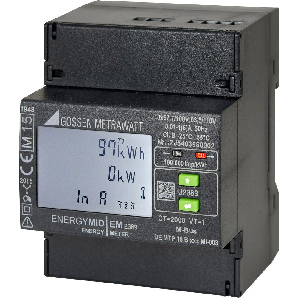 Wechselstromzähler Gossen Metrawatt U2389-V016 Drehstromzähler mit Wandleranschluss digi