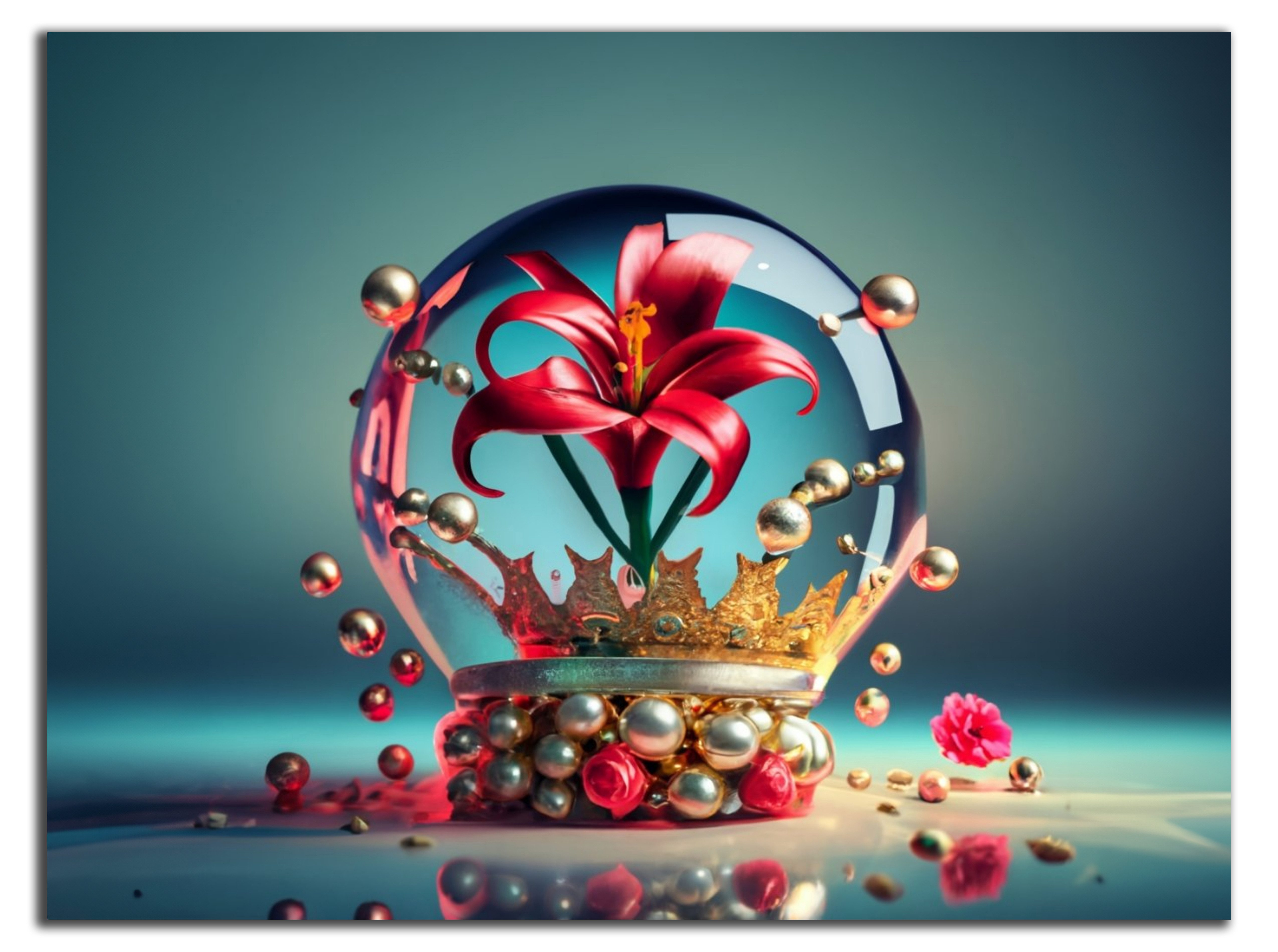 DARO Design Leinwandbild Modern Abstrakt Wandbilder XXL Wandbild Wand Deko Leinwand Bilder, (Glaskugelblume - Bild groß Wohnzimmer Schlafzimmer Küche Esszimmer Einteilig Querformat Fotodruck Leinwände Wanddeko Abstrakte Kunst Boho), 30x20cm