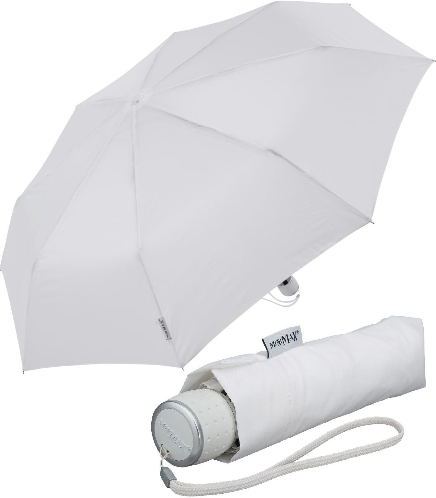 passt Handöffner, in Schirm Impliva weiß Taschenregenschirm leichter jjede kleiner miniMAX® Tasche