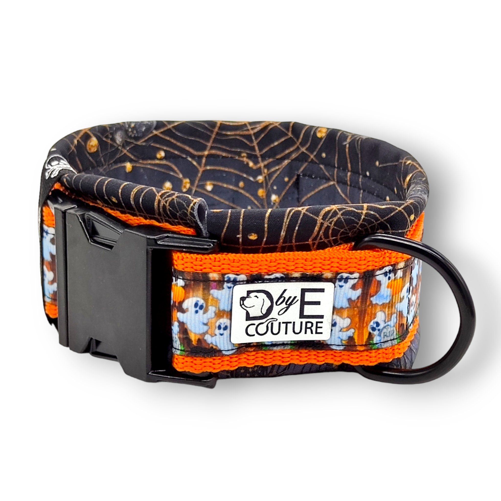 D by E Couture Hunde-Halsband Halsband 50mm "Happy Halloween I", gepolstert, verstellbar, 50mm breit, Handmade