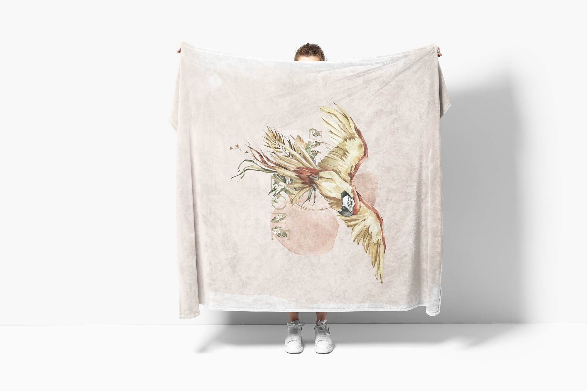 Sinus Art Handtücher Kunstvoll Duschh, Saunatuch Strandhandtuch Aquarell (1-St), Baumwolle-Polyester-Mix Kuscheldecke Handtuch Motiv Tropisch Papagei Handtuch