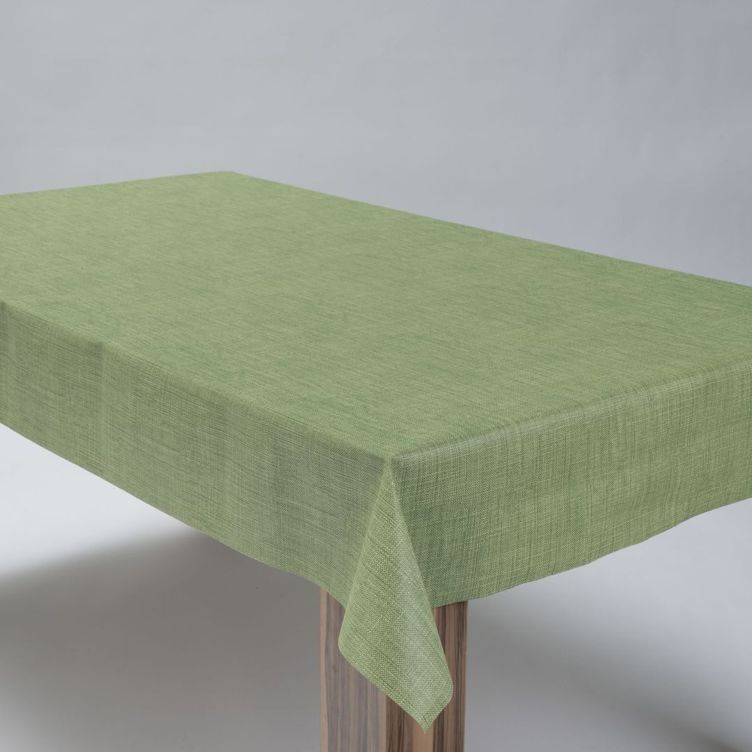 laro Tischdecke Wachstuchtischdecke Uni Leinen Grün PVC Eckig