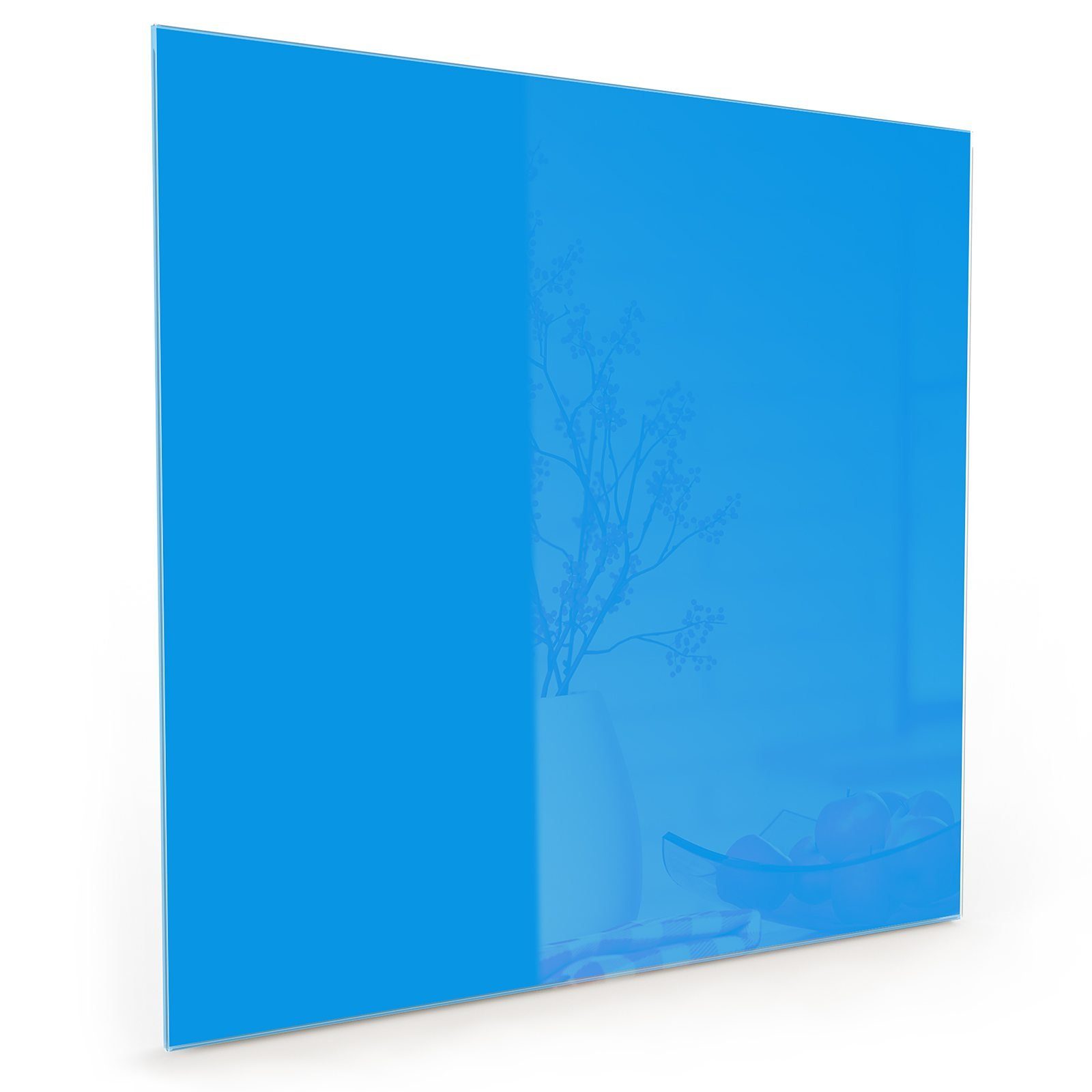 Primedeco Küchenrückwand Spritzschutz Glas Hellblauer Hintergrund II