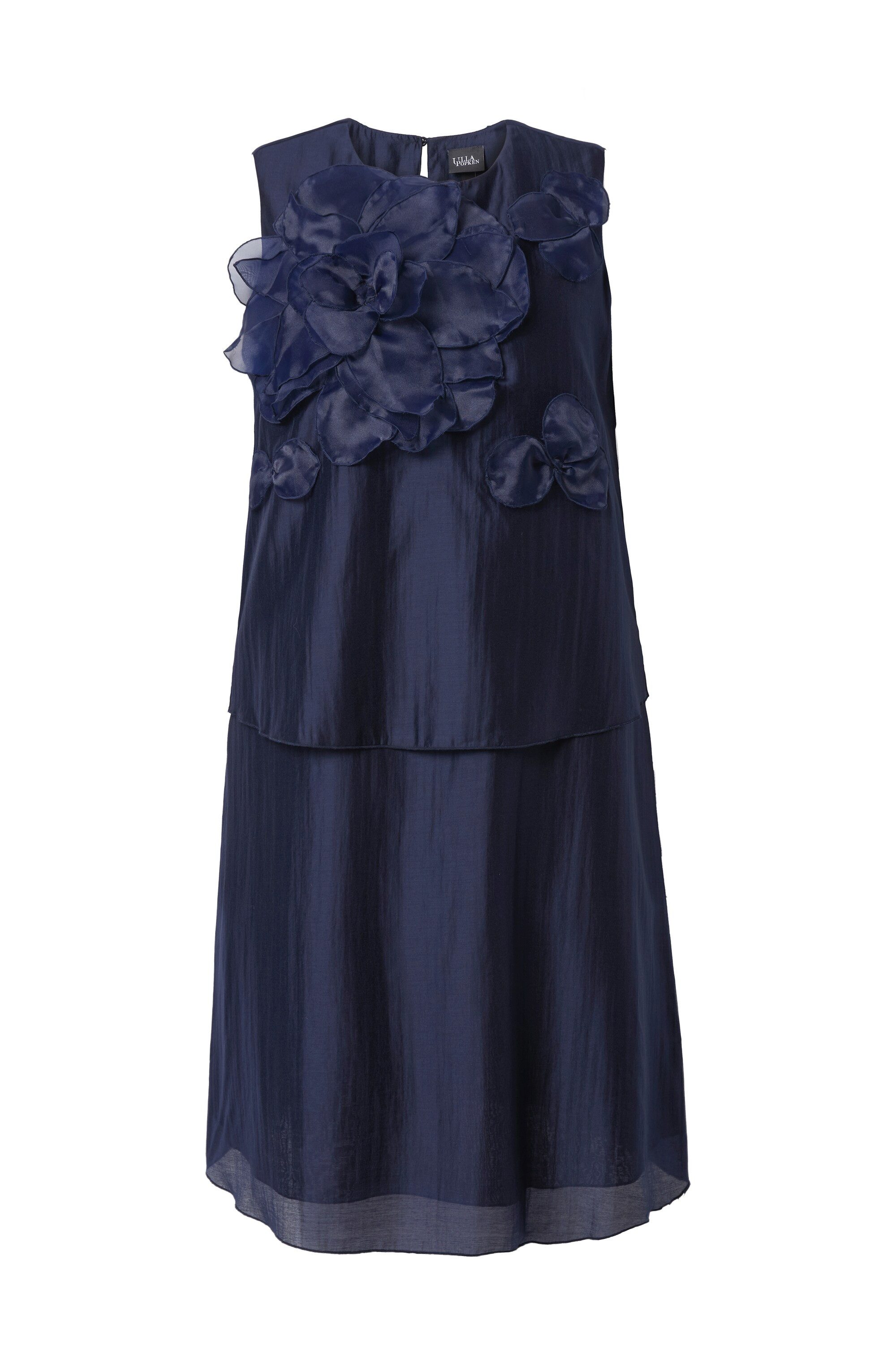 Ulla Popken Midikleid Chiffon-Midikleid Blüten-Applikation Rundhals günstig online kaufen
