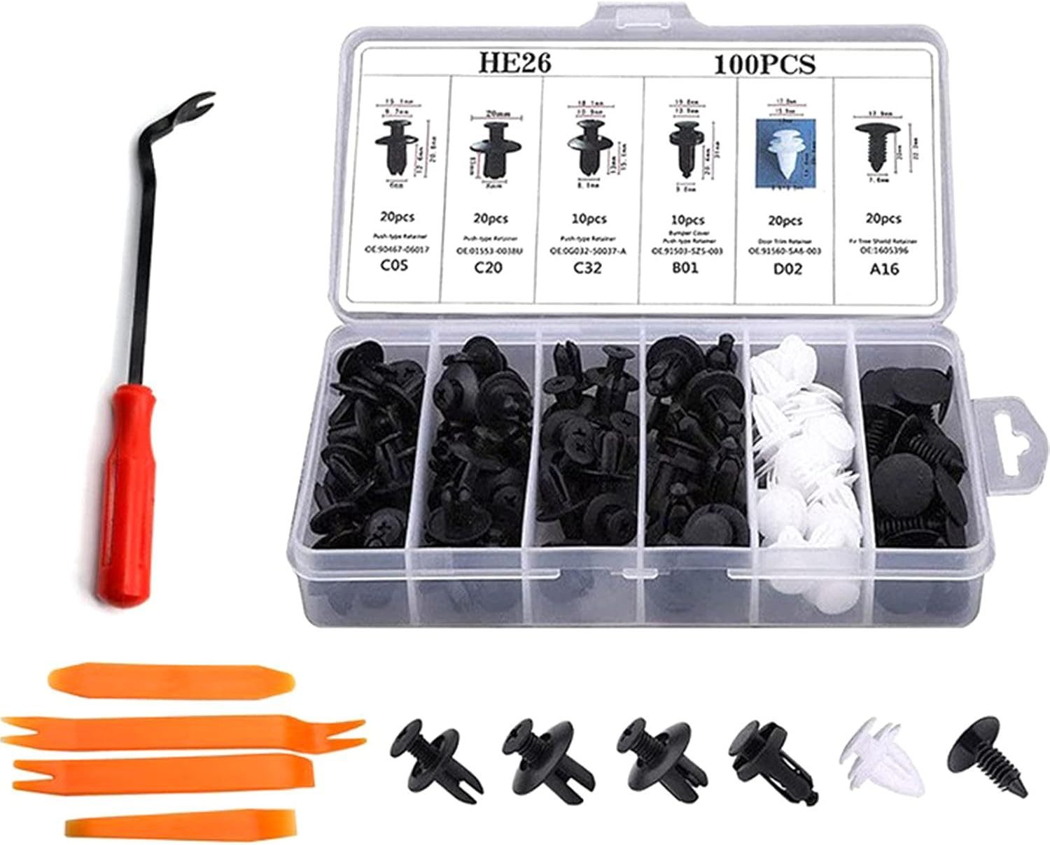 FELIXLEO 100 Stück Auto Befestigung Clips Universal Plastikschrauben Set Wischbezug (1-tlg)