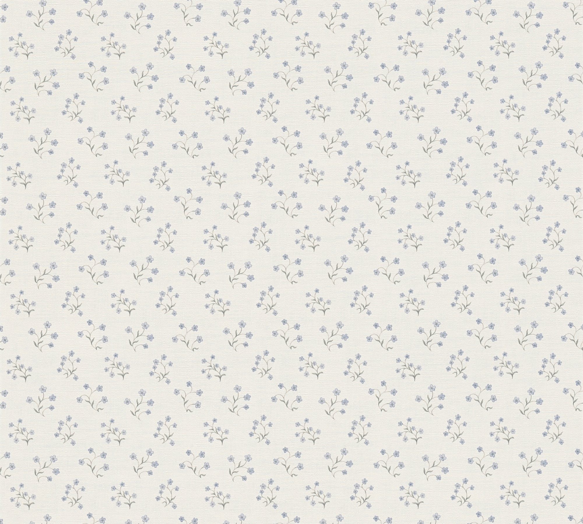 A.S. Création Vliestapete Florale Landhaustapete, leicht strukturiert, matt, gemustert, neutral, (1 St), Blümchen-Tapete Zierlich Tapeten Wohnzimmer Schlafzimmer Küche Design