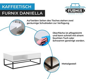 Furnix Couchtisch DANIIELLA GESTELL Kaffeetisch Stellfüße & Schubladen 5 Farben Wahl, BxHxT 120x45x67 cm, modernes industrial Design