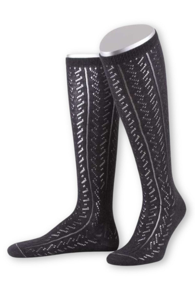 Trachtensocken Trachtenstrümpfe Damen - L390 - anthrazit, hellblau, beere