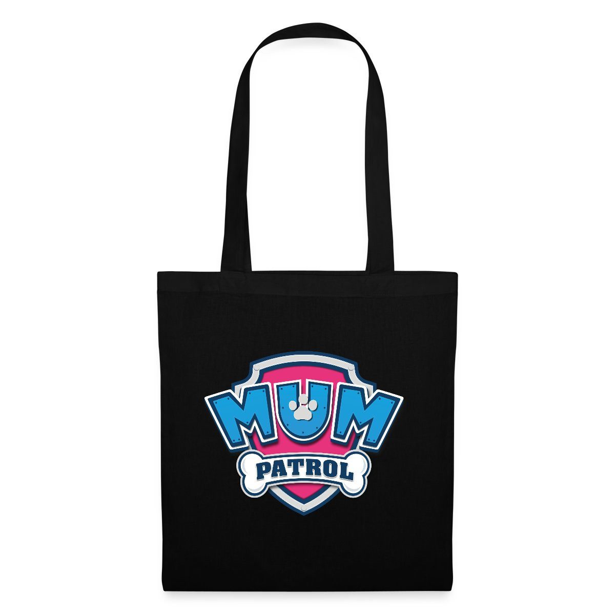 Spreadshirt Henkeltasche Paw Patrol Mum Patrol Muttertag Mama Karneval Stoffbeutel (1-tlg)