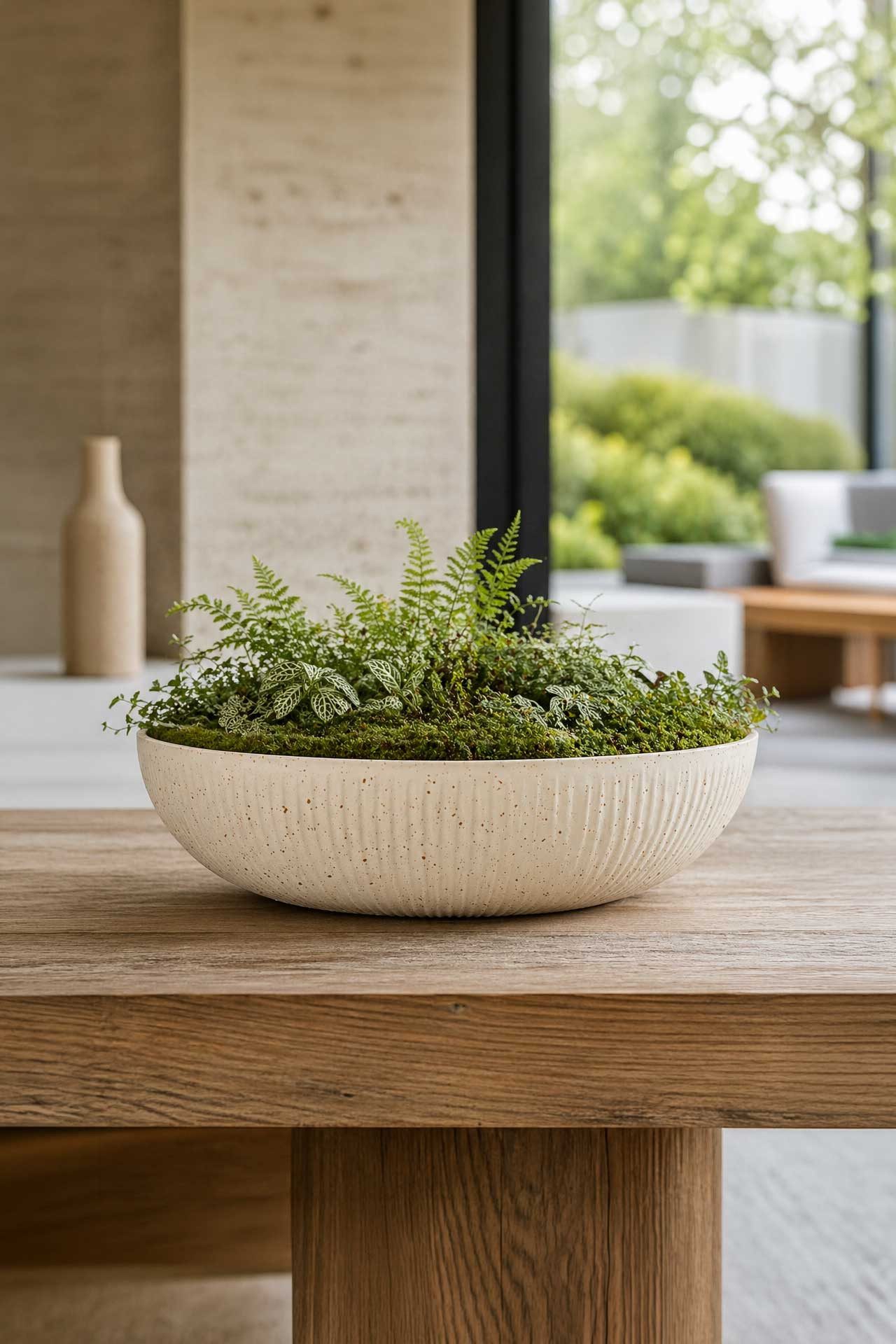 VIVANNO Pflanzschale Fiberglas PLANA Schale - Arbanerelief Matt Mit Muster (1 St), 34x9 cm