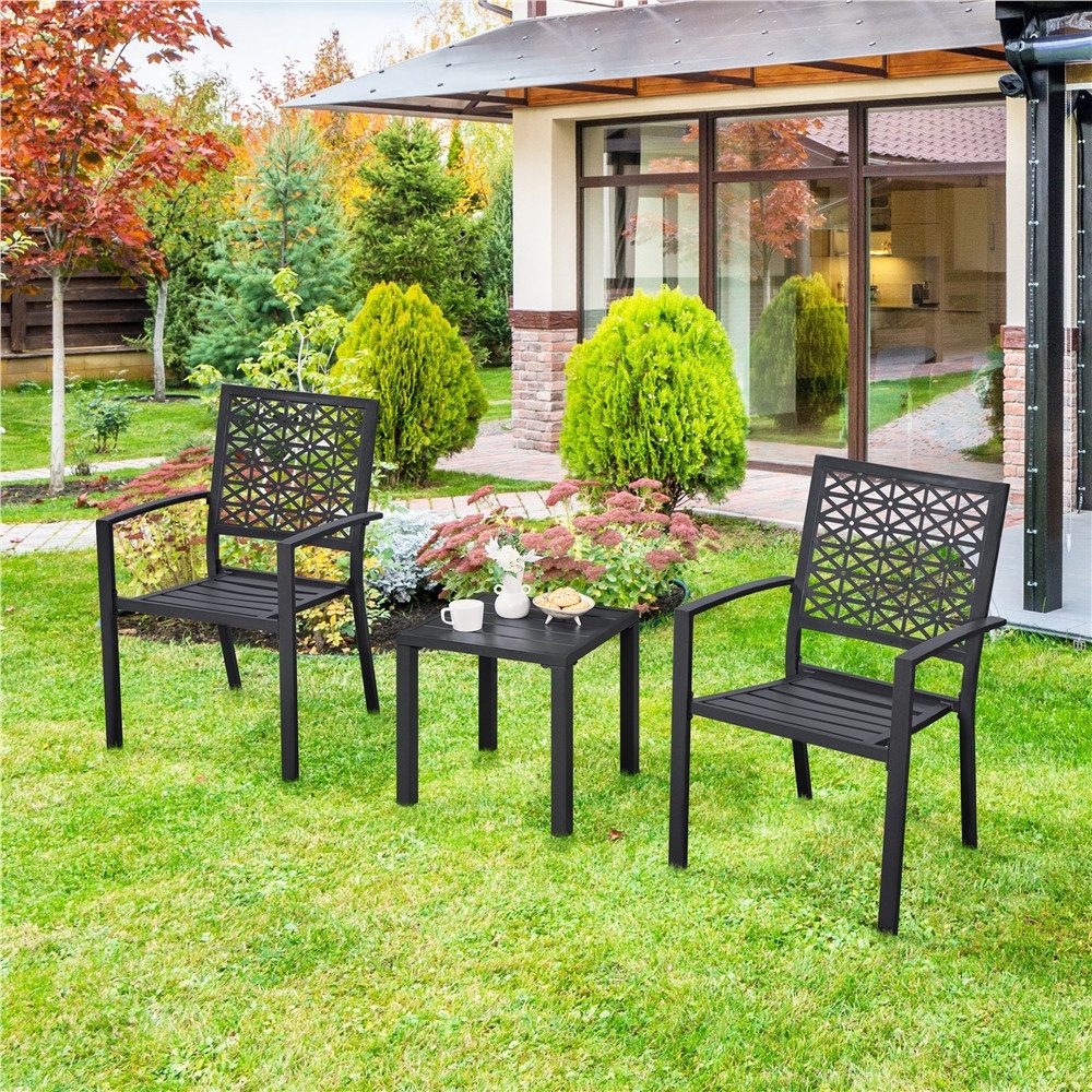 Yaheetech Gartentisch Quadratischer Beistelltisch aus Pulverbeschichtetem Metall, Balkontisch 45 cm L × 45 cm B × 45,5 cm H für Draußen/Zuhause